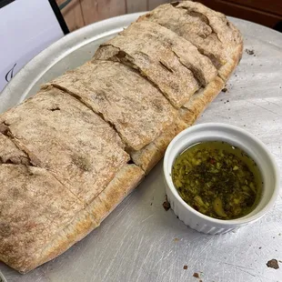 Fresh Bread with dipping oil.