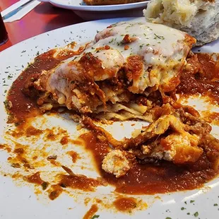 Homemade Lasagna-I took several pics so y&apos;all could see the many layers.