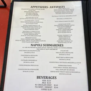 menu