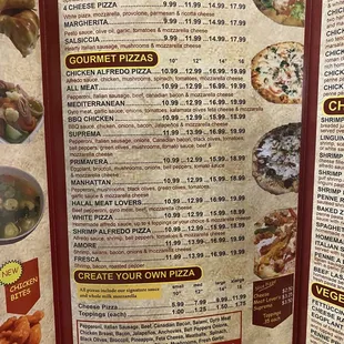 menu and prices