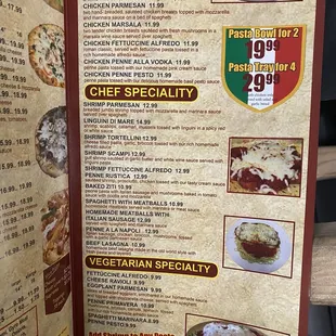 menu and prices