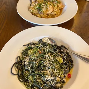 Chicken Marsala and Spaghetti Nero