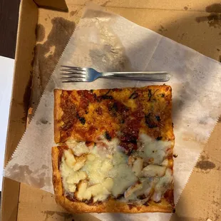 Grandma Pizza slice x2 Fork for size reference