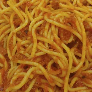 Spaghetti with meat sauce.