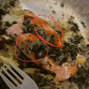 Hard crust on the salmon that's never there the other 3 times I've ordered this dish