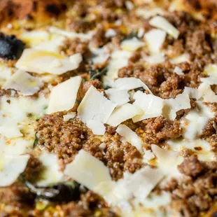 a close up of a pizza
