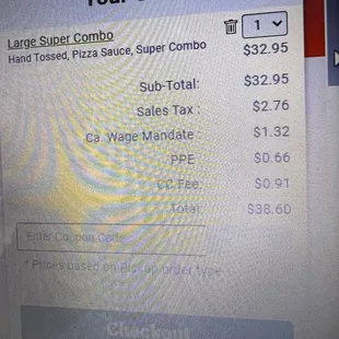 Hidden fee's. PPE? Ca wage mandate fee? CC fee?