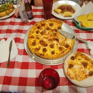 Meatball Pizza, Lasagna, Spaghetti, and Meatballs, and Breaded Chicken Sandwich