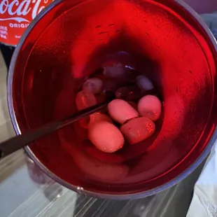 Classic glasses with olive shaped ice