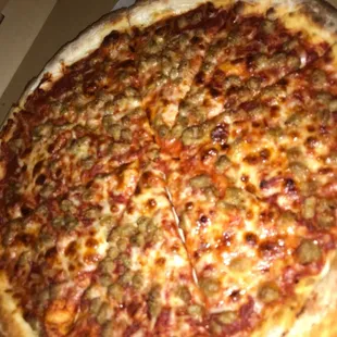 Large one topping pizza 6.99/ Italian sausage