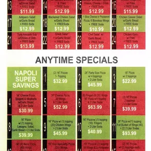 Lunch special &amp; anytime specials menu