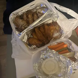 6 Piece Parmigiana Chicken Wings and buffalo chicken wings