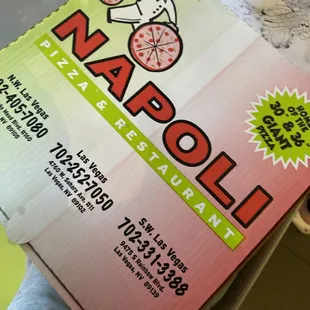 a pizza box on a table