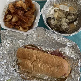 Italian Hoagie, Stuffed Mushroom Caps and Homemade Potato Chips