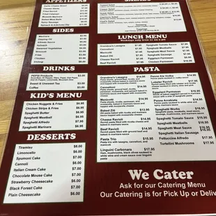 Food menu