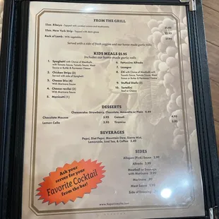 menu