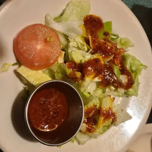 Salad with tomato based house salad