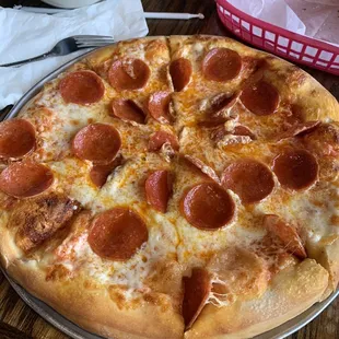 a pepperoni pizza