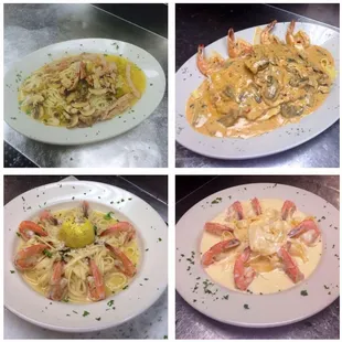 four plates of food