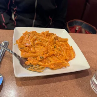 Penne pasta with chicken. Sure good.