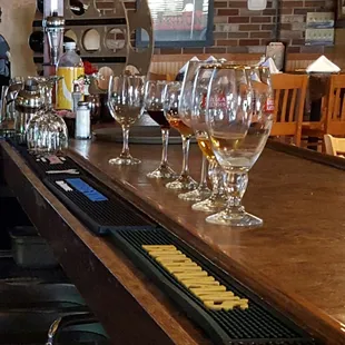 The array of dirty glasses.