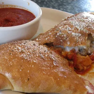 Stromboli...stuffed with sausage, pepperoni and cheese.
