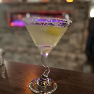 a martini on a table