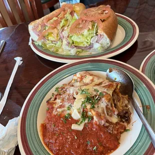 Italian sub, lasagna