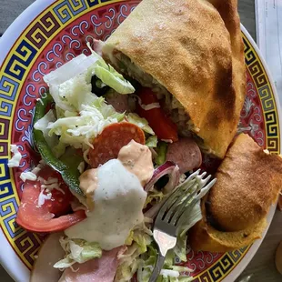 1/2 calzone and some salad