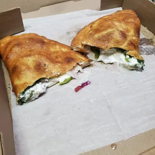 Chicken and veggie calzone