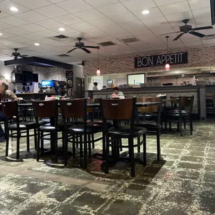 a view of the dining area