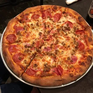 Omg this is the BEST meat lovers pizza around. You can even order French fries to have with it.