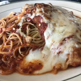 Chicken Parmigiana with Spaghetti