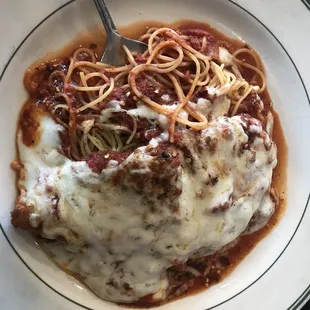 Chicken Parmigiana with Spaghetti