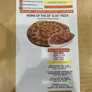 Cover of the menu