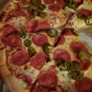 All time simple and favorite, jalapeño and pepperoni.  Definitely ordering from here adhésion when in town.