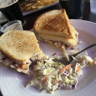 Turkey Melt with Swiss, slaw, mustard and plenty of turkey!