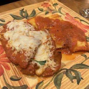 Chicken parm with ravioli