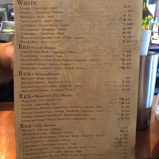 Wine list