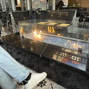 Outdoor fire pit with hookah