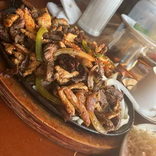 Mixed fajita OMG meat was great, humus awesome and this is definitely a portion for two