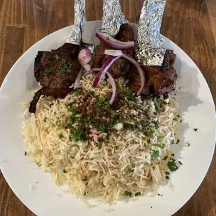 Lamb Chops and Rice