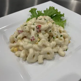 House-made Macaroni Salad. Mayo, celery, diced peppers