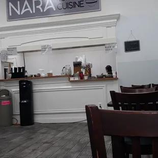 Counter where you pick up food.