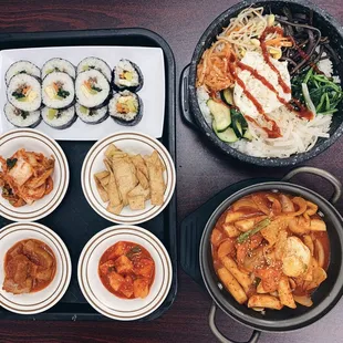 Kimbap bibimbop and spicy rice cakes