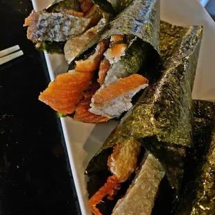 Salmon Skin Handrolls (no rice or vegetables)