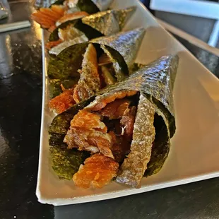 Salmon Skin Handrolls