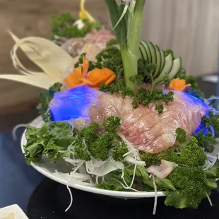 Korean style flounder sashimi