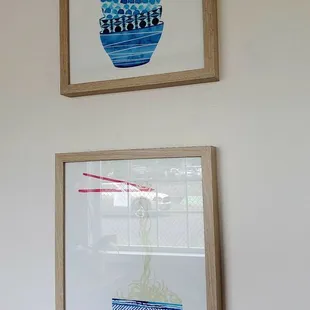 a blue and white vase and a blue and white bowl