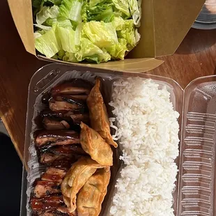Chicken Chicken &amp; Gyoza Teriyaki Combo Plate